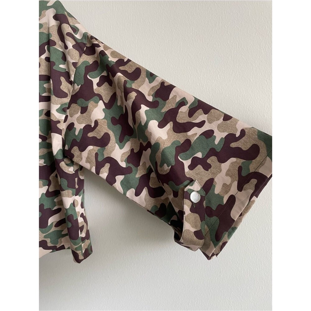 Zara camo cropped boxy button up shirt wide 3/4 sleeve XS - Picture 5 of 7